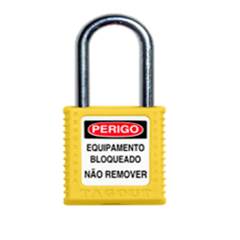 Cadeado Bloqueio Plastico Haste Cromada 38X4,5Mm Amarelo