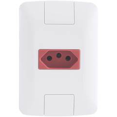 Tomada Simples 2p+2t 20a 250v Branco/Vermelho 57241015 Tramontina