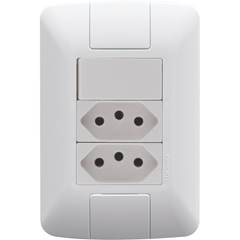CONJUNTO 1 INTERRUPTOR SIMPLES 6A + 2 TOMADA 2P+T 20A 57241086 TRAMONTINA